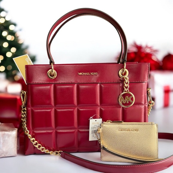 Michael Kors Handbags - 🚫SOLD🚫Michael Kors Susan Medium Quilted Leather Satchel and Metallic Wristlet
